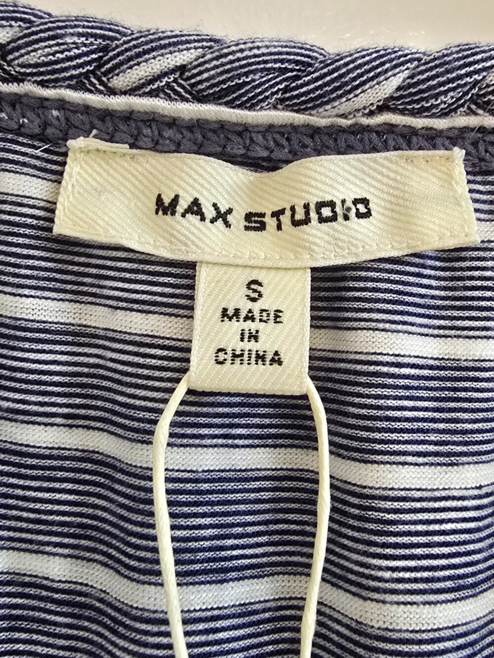 Max Studio Striped Braided Empire Maxi Dress - Navy & White - NWT - Picture 5 of 8